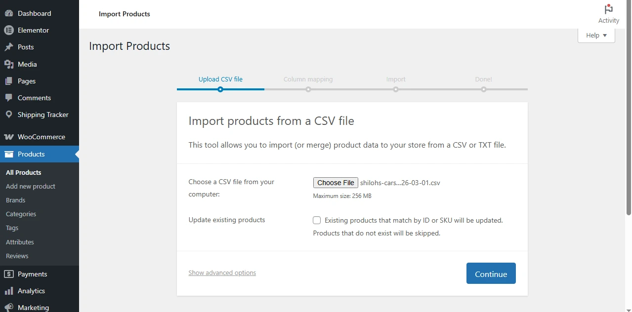 WooCommerce CSV importer